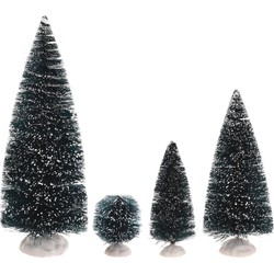 Miniatuur decoratie boompjes besneeuwd 18x - Kerstdorpen