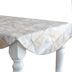 Bruin/grijze tafelkleden/tafelzeilen houten planken print 160 cm rond - Tafelzeilen