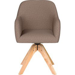Eetkamerstoel Otis Taupe Houten Swivel - Giga Meubel