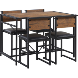 BURTON - Eetkamerset - Donkere houtkleur  - MDF
