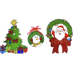 Kerst thema raamstickers set van 3x stuks van 18 tot 30 cm - Feeststickers