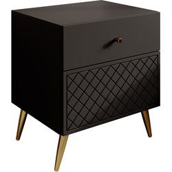 Meubella - Nachtkastje Tadeo - Zwart - 50 cm