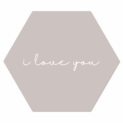 Label2X Muurhexagon i love you stone Dibond - Aanbevolen / 18 x 15 cm - 18 x 15 cm