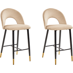 FALTON - Barkruk - Beige - Fluweel