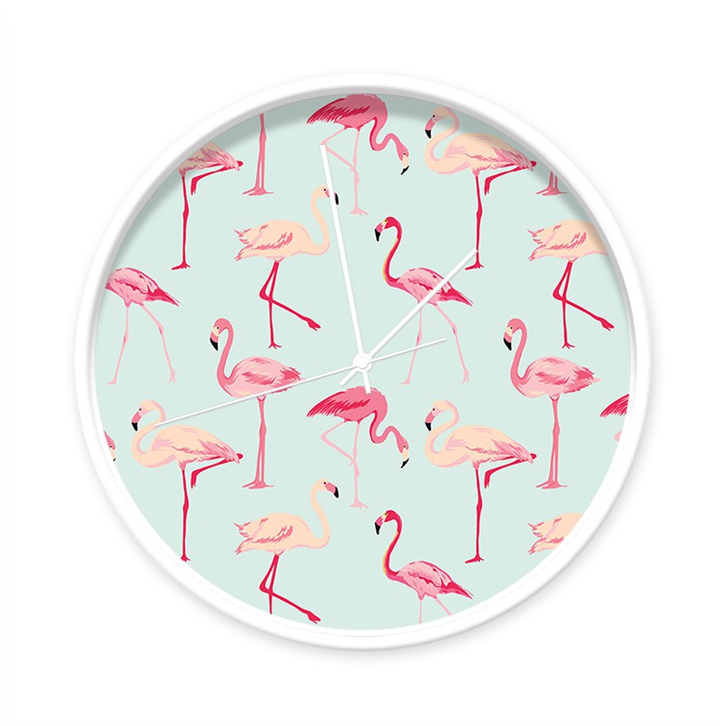 Klok flamingo's - Wit / wit - 