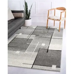 Belos Modern Grijs vloerkleed - Geblokt - 120 X 160 CM