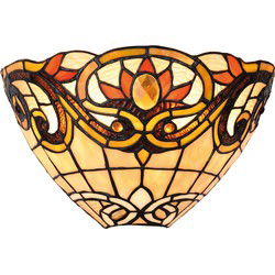 Lumilamp Wandlamp Tiffany Geel Bruin Metaal