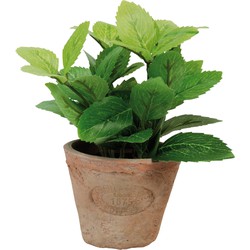 Esschert Design Kunstplant/kruiden munt - in oude terracotta pot - 16 cm - kruiden - Kunstplanten