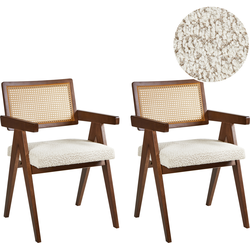 AVA - Eetkamerstoelen set van 2 - Donkerbruin/Lichtbeige - Rubberhout