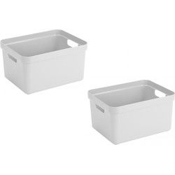 Sunware opbergbox Sigma - 2x stuks - kunststof - 32L - wit - Opbergbox