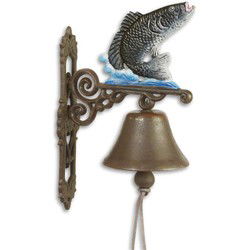 A PAIR OF CAST IRON FISH BELLS