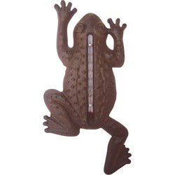 Buiten thermometer - gietijzer - kikker vorm - bruin - 24 cm - Buitenthermometers
