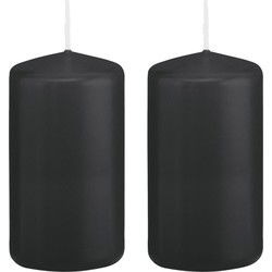 Trend Candles stompkaars - 2x - zwart - 6 x 12 cm - 40 branduren - Stompkaarsen