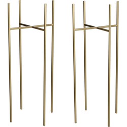 2x mica decorations - bloempot plantenstandaard- goud - h55 x b24 cm - Plantenstandaarden