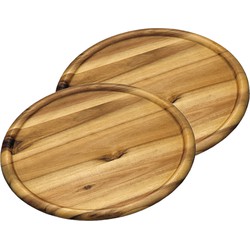 2x stuks houten serveerborden/pizzaborden rond 32 cm - Snijplanken