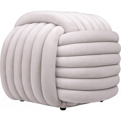 QUVIO Vierkante poef - Geknoopt - 45x45x42 cm - Beige