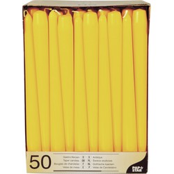 50x stuks dinerkaarsen geel 25 cm - Dinerkaarsen