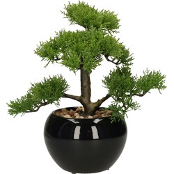 Atmosphera bonsai boompje in keramische pot - 36 cm - pvc - groen - kunstplant - Kunstplanten