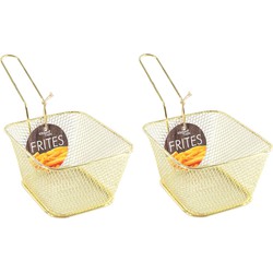 2x stuks rVS snackhouders/snackmandjes goud 14 cm - Serveerschalen