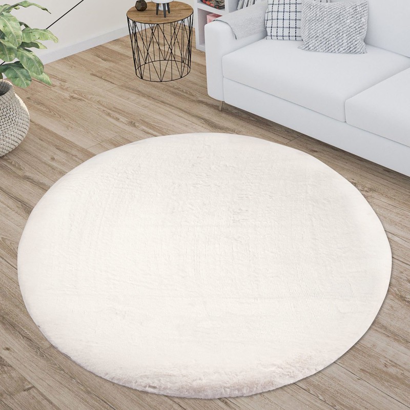 Paradise Fluffy Soft - Vloerkleed Hoogpolig - Effen Tapijt - Wit- 120 CM ROND - 