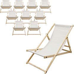 Opklapbare houten ligstoel 3 ligposities tot 120 kg Beige