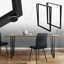2 tafelpoten B50xH71,5 cm tafellopers rechthoekige vorm staal met poedercoating zwart ML design