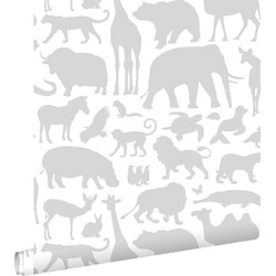 ESTAhome behang dieren grijs - 0,53 x 10,05 m - 139054