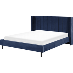 Beliani VILLETTE - Tweepersoonsbed-Blauw-Fluweel