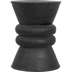 MUST Living Side table Ring Ring,45xØ35 cm, suar wood, black with natural cracks