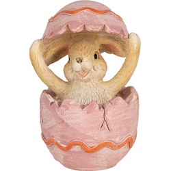 Clayre & Eef Beeld Konijn 8 cm Bruin Roze Polyresin Paasdecoratie