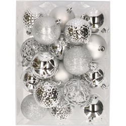 37x stuks kunststof kerstballen zilver 6 cm - Kerstbal