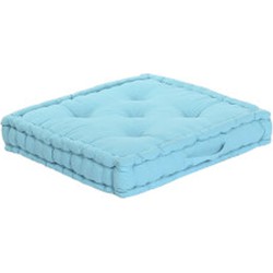 Items Vloerkussen Kenya - Turquoise - katoen - 60 x 60 x 13 cm - Extra dik grond zitkussen - Vloerkussens