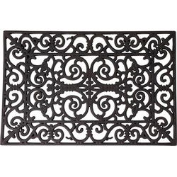 Esschert Design Deurmat Rubber - 2x - zwart - klassieke print - 60 x 40 cm - Deurmatten