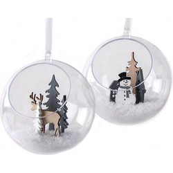 Open kerstbal om te vullen 12 cm - 2x stuks - Kerstbal