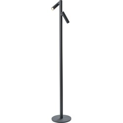 Tubo Accu leeslamp 2 lichts antraciet 120cm hoog - Modern - Sompex - oplaadbaar / dimbaar - zonder snoer overal mee naar toe te nemen 