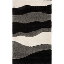 Safavieh Shaggy Indoor Woven Area Rug, Florida Shag Collection, SG475, in Grey & Black, 99 X 160 cm