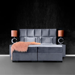 Boxspringbed - 180x210 cm - Grijs -  COCO VELVET Inclusief  cm matras en topper