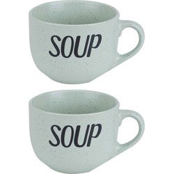 Cosy & Trendy Soepkom - 2x - groen - 11 cm - 510 ml - Soepbeker - Kommetjes