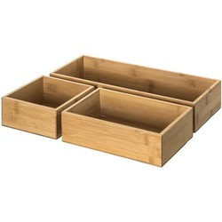 Decopatent® 3-Delige Bestekbak - Lade Indeling met 3 bakjes -  Ladebakjes - Besteklade Organizer - Bamboe hout - Bestekcassette