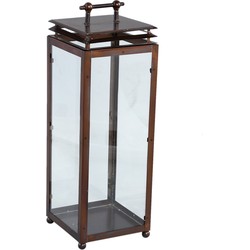 PTMD Dunja Copper metal and glass lantern rectangle