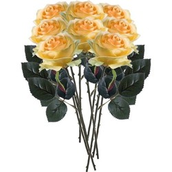 8 x Kunstbloemen steelbloem geel roos Simone 45 cm - Kunstbloemen