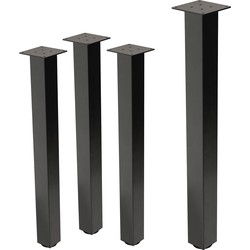 Set van 4 tafelpoten I-Design 90 cm Donkergrijze look Industrieel staal met poedercoating Profiel 8x8 cm In hoogte verstelbare meubelpoten ML-Design