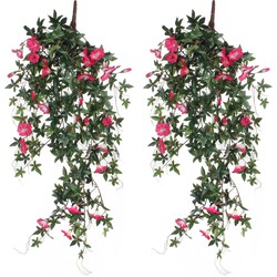 2x stuks groene Petunia roze bloemen kunstplanten 80 cm - Kunstplanten