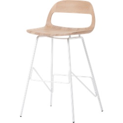Leina bar chair - barkruk met houten zitting en wit onderstel - 65 cm