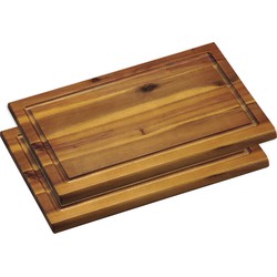 2x Rechthoekige acacia houten snijplanken 21 x 32 cm - Snijplanken