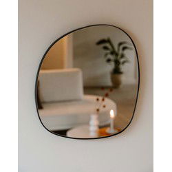 Indore Home - Spiegel - organische vorm - asymmetrisch - wandspiegel - 40cm - zwart