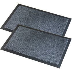 Wicotex Deurmat Faro - 2x - schoonloopmat - zwart/grijs - 40 x 60 cm - Deurmatten