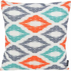 Sierkussen Diamond Oranje/Aqua - Outdoor | 45 x 45 cm | Katoen/Polyester