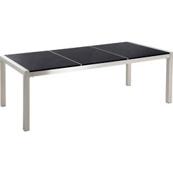 Beliani GROSSETO - Eettafel-Zwart-Graniet, RVS