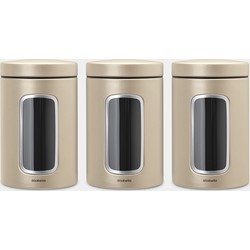 Window Canister Set of 3 Pieces, 1.4 litre - Metallic Gold